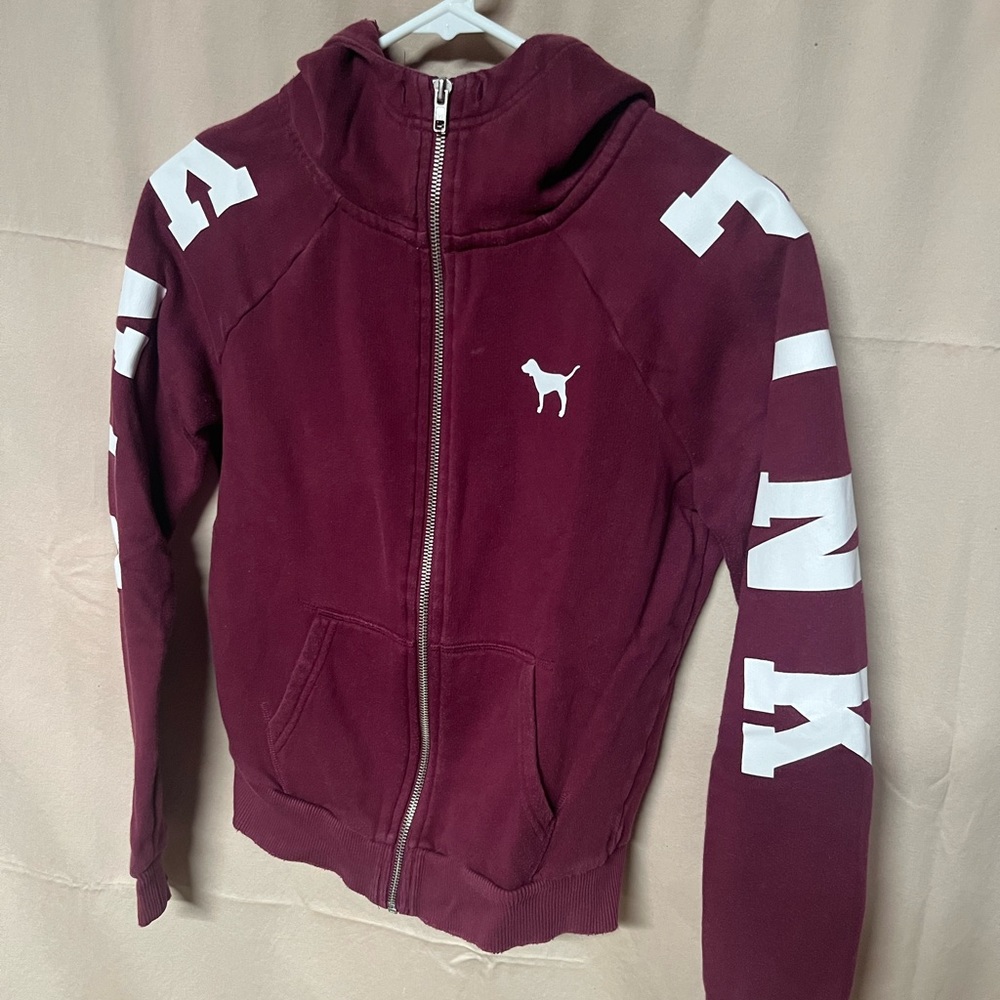 PINK maroon cropped zip up